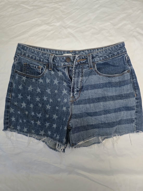 Old Navy Pants - Old Navy High Rise Blue Denim Star & Stripe Cutoff Shorts